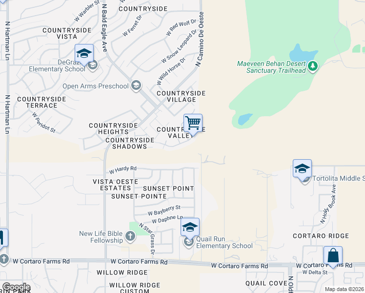 map of restaurants, bars, coffee shops, grocery stores, and more near 4664 West Lessing Lane in Tucson