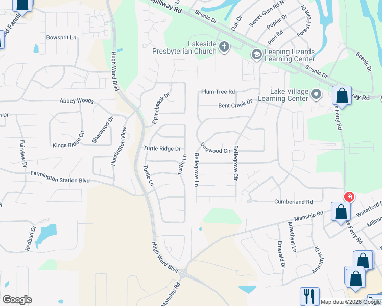map of restaurants, bars, coffee shops, grocery stores, and more near 173 Bellegrove Circle in Brandon