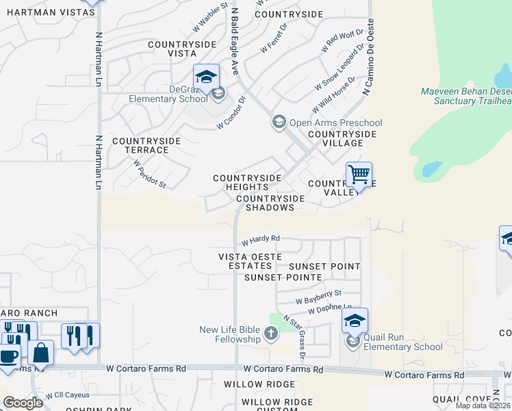 map of restaurants, bars, coffee shops, grocery stores, and more near 4948 West Doria Drive in Tucson