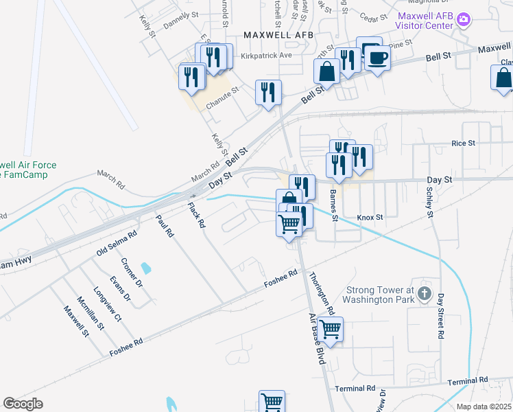 map of restaurants, bars, coffee shops, grocery stores, and more near 98 Polaris Drive in Montgomery