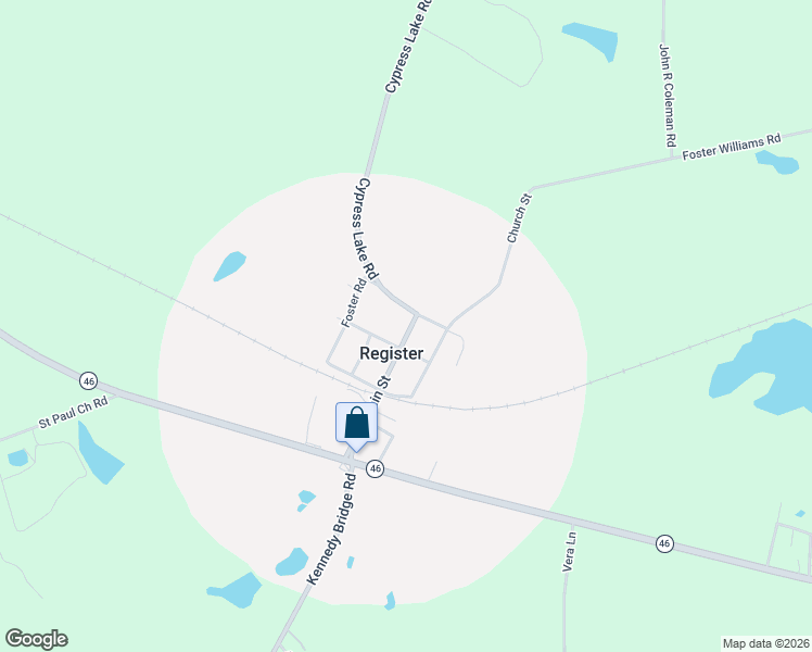 map of restaurants, bars, coffee shops, grocery stores, and more near 35 Main Street in Register