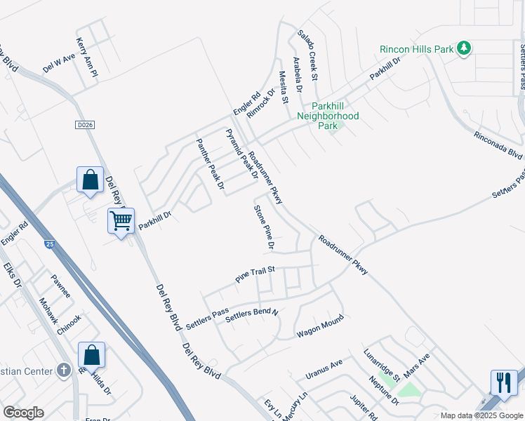 map of restaurants, bars, coffee shops, grocery stores, and more near 2253 Stone Pine Drive in Las Cruces