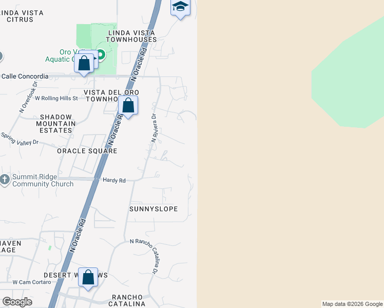 map of restaurants, bars, coffee shops, grocery stores, and more near 570 East San Moritz Place in Oro Valley