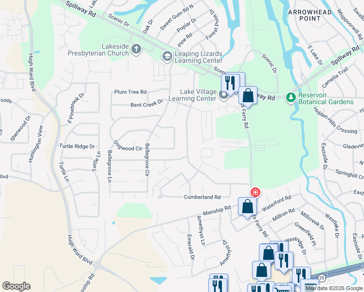 map of restaurants, bars, coffee shops, grocery stores, and more near 222 Shenandoah Road North in Brandon
