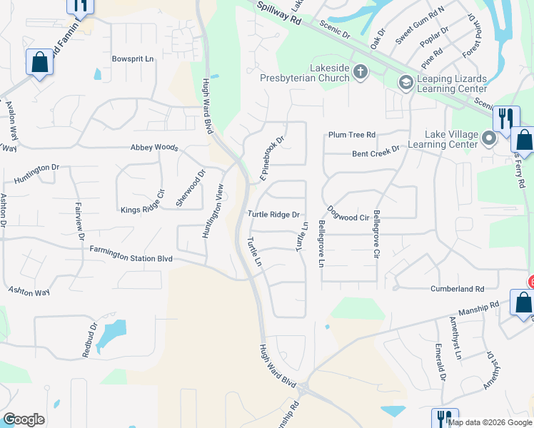 map of restaurants, bars, coffee shops, grocery stores, and more near 125 Turtle Ridge Drive in Brandon