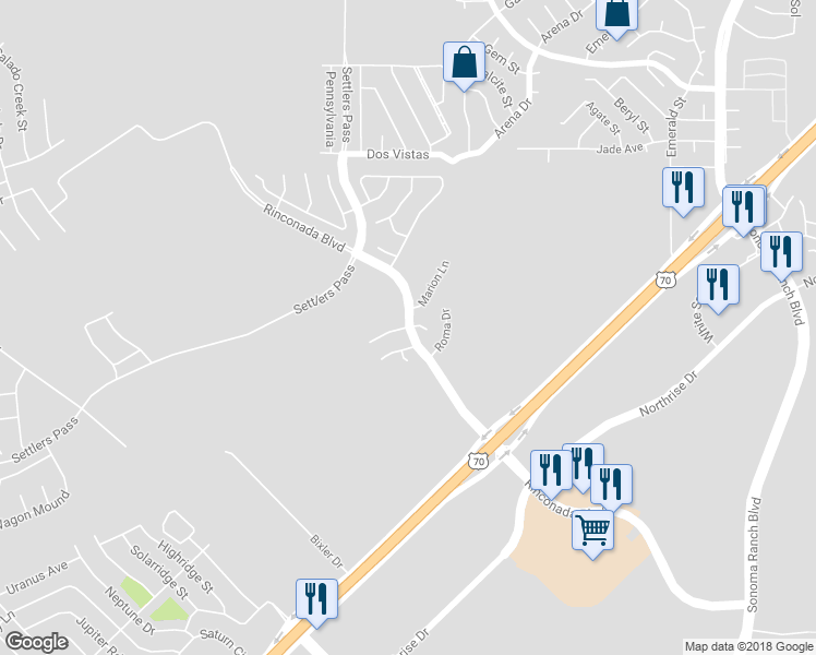 map of restaurants, bars, coffee shops, grocery stores, and more near Rinconada Blvd in Las Cruces