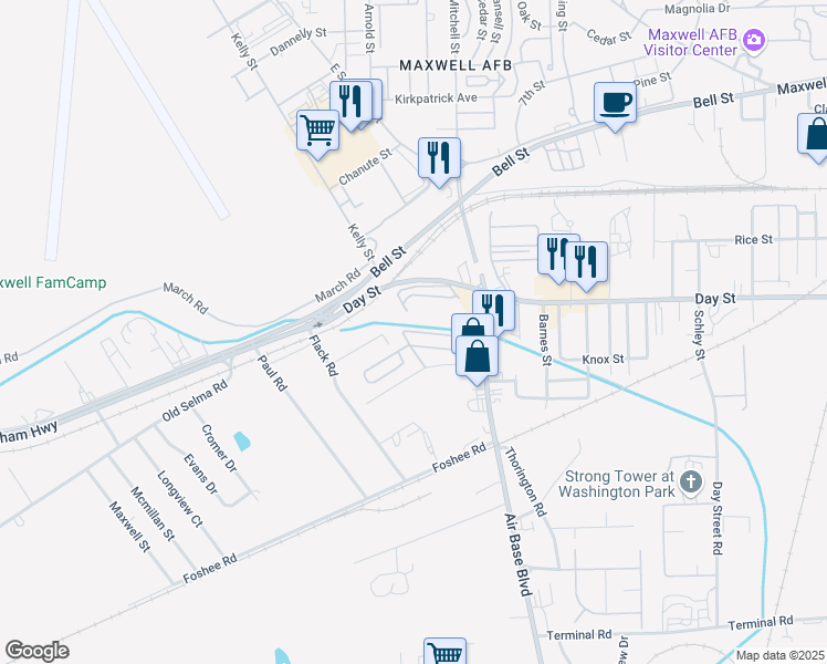 map of restaurants, bars, coffee shops, grocery stores, and more near 98 Polaris Drive in Montgomery