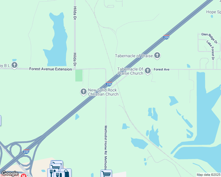 map of restaurants, bars, coffee shops, grocery stores, and more near Interstate 220 in Jackson