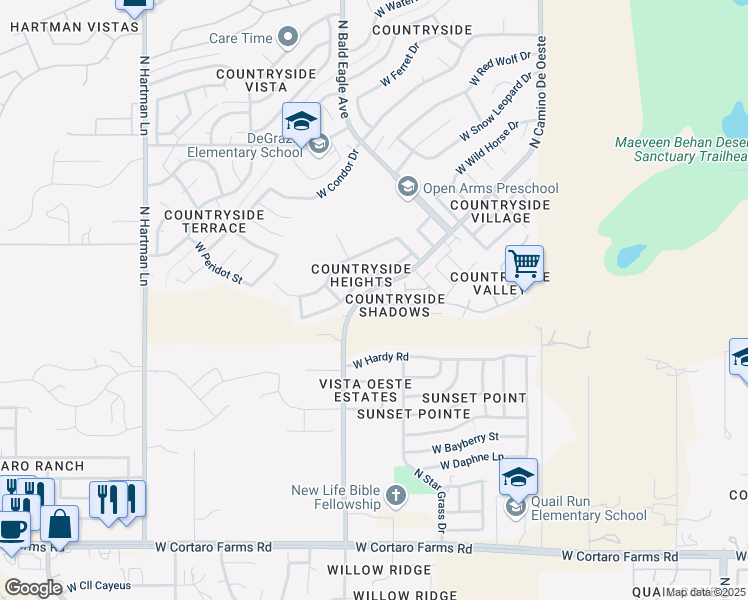 map of restaurants, bars, coffee shops, grocery stores, and more near 4948 West Doria Drive in Tucson
