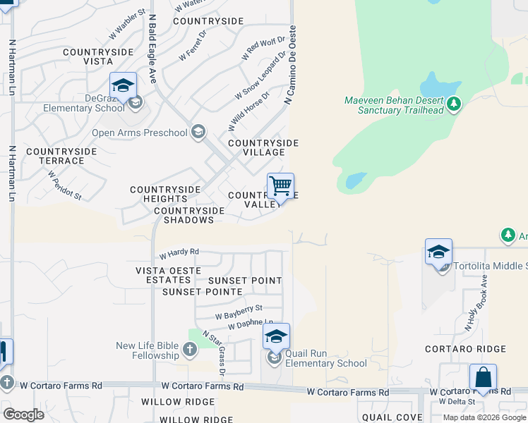 map of restaurants, bars, coffee shops, grocery stores, and more near 4686 West Lessing Lane in Tucson