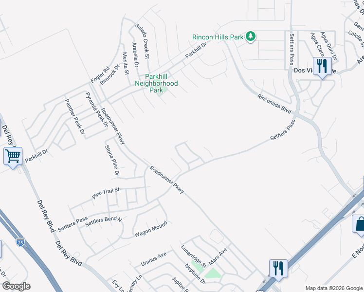 map of restaurants, bars, coffee shops, grocery stores, and more near 2370 Flintstone Loop in Las Cruces