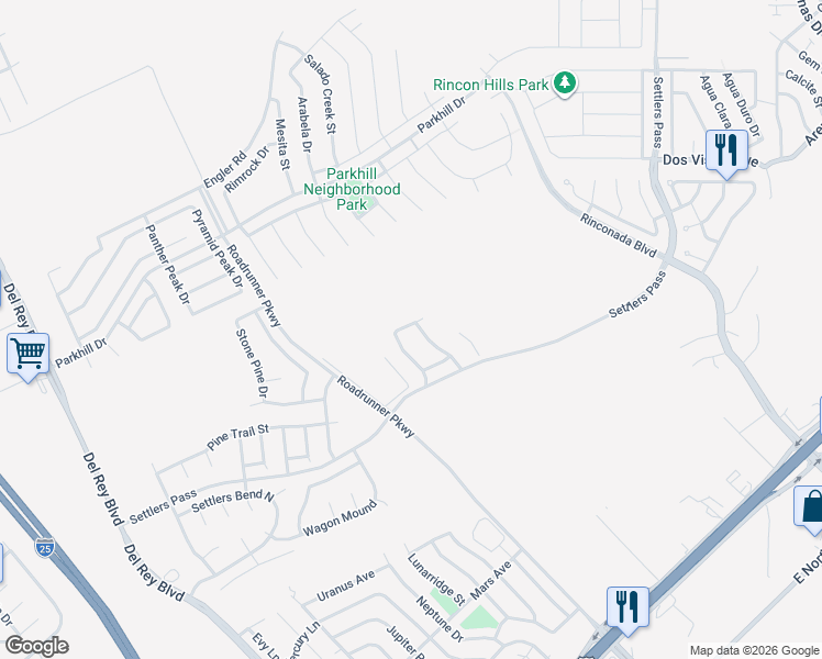 map of restaurants, bars, coffee shops, grocery stores, and more near 2370 Flintstone Loop in Las Cruces