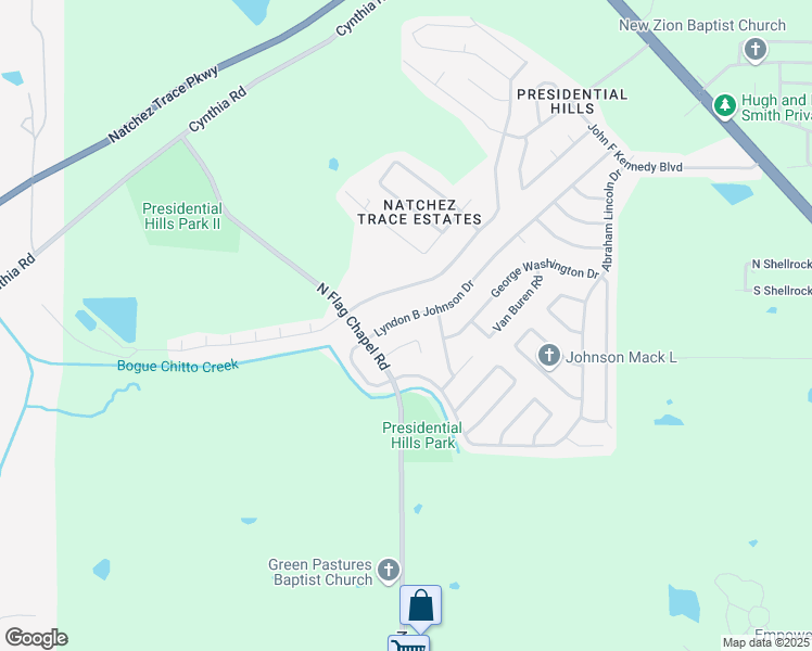 map of restaurants, bars, coffee shops, grocery stores, and more near 6472 Lyndon B Johnson Dr in Jackson