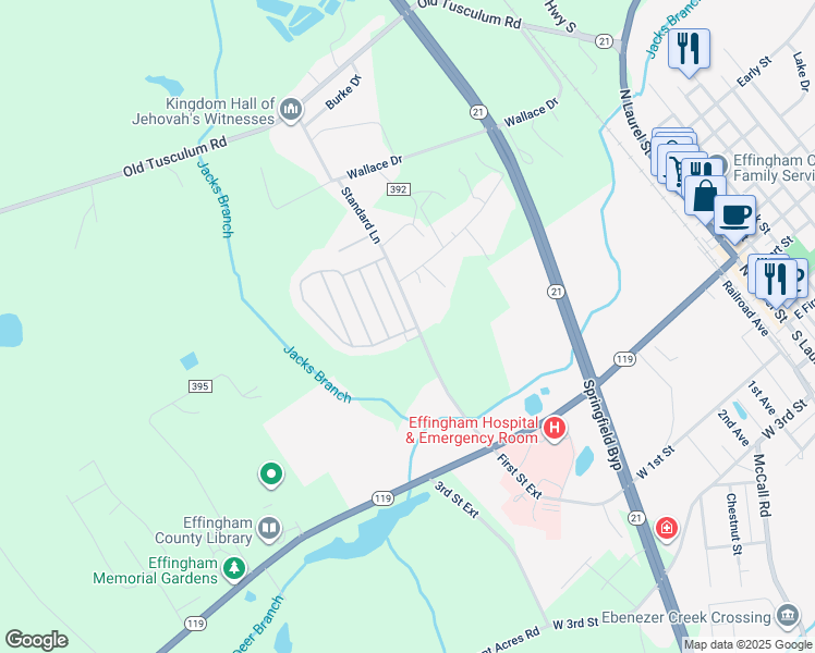 map of restaurants, bars, coffee shops, grocery stores, and more near 100 Sparrow Lane in Springfield