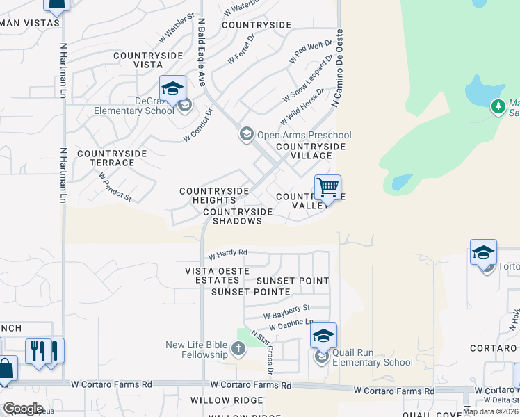 map of restaurants, bars, coffee shops, grocery stores, and more near 4825 West Matilda Drive in Tucson