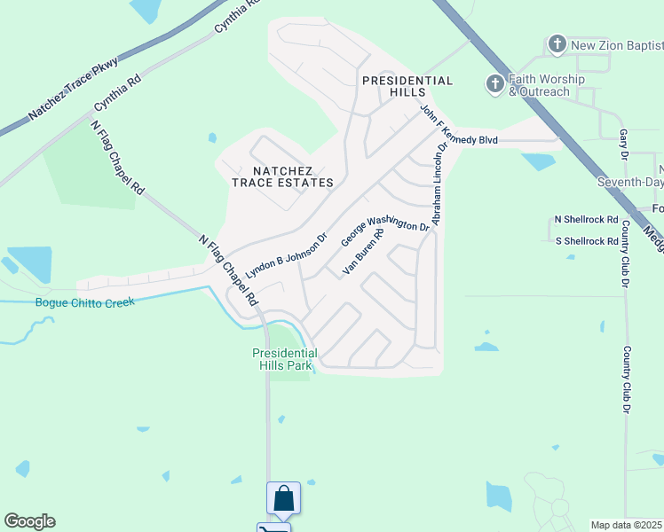 map of restaurants, bars, coffee shops, grocery stores, and more near 6501 Van Buren Road in Jackson