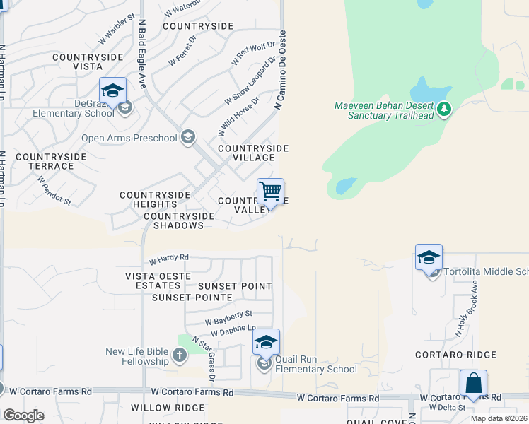 map of restaurants, bars, coffee shops, grocery stores, and more near 4664 West Lessing Lane in Tucson