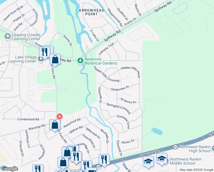 map of restaurants, bars, coffee shops, grocery stores, and more near 305 Gladeview Place in Brandon