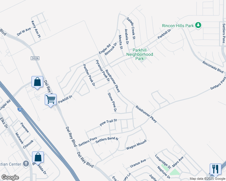 map of restaurants, bars, coffee shops, grocery stores, and more near 2227 Foxtail Pine Drive in Las Cruces