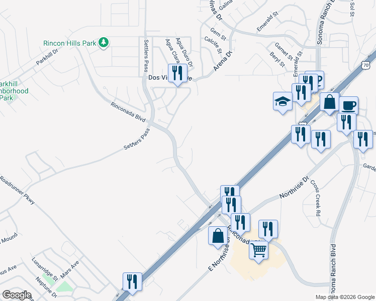 map of restaurants, bars, coffee shops, grocery stores, and more near 3549 Roma Drive in Las Cruces