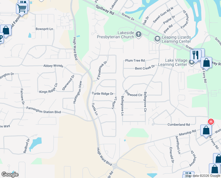 map of restaurants, bars, coffee shops, grocery stores, and more near 125 Turtle Ridge Drive in Brandon