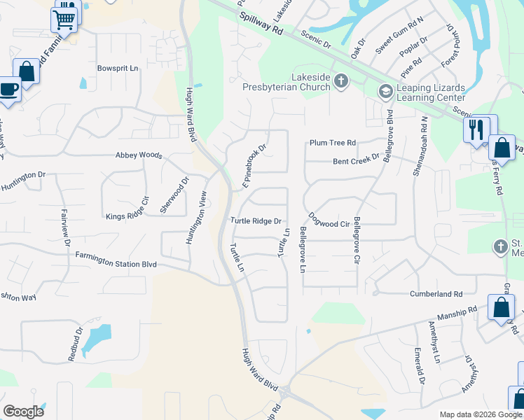 map of restaurants, bars, coffee shops, grocery stores, and more near 113 Turtle Ridge Drive in Brandon