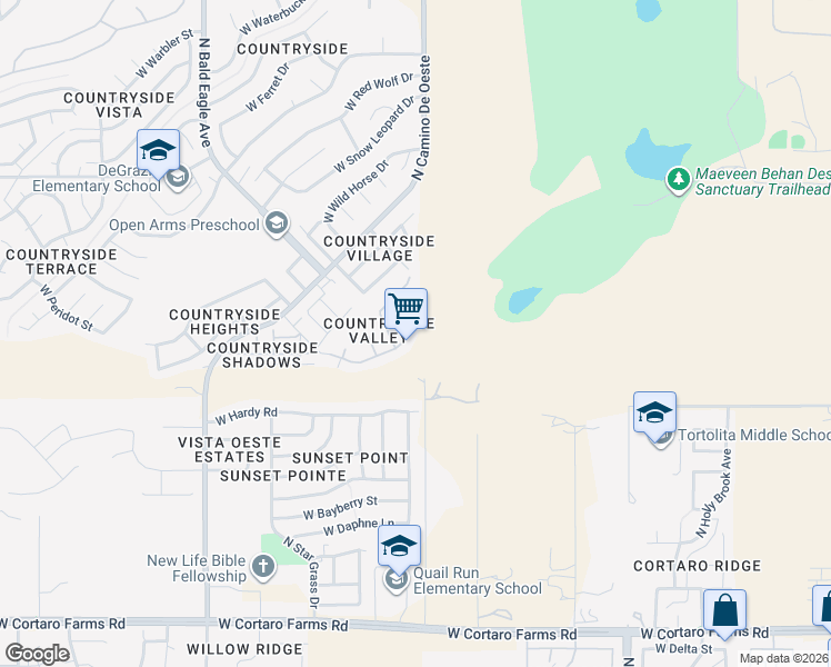 map of restaurants, bars, coffee shops, grocery stores, and more near 4641 West Lessing Lane in Tucson