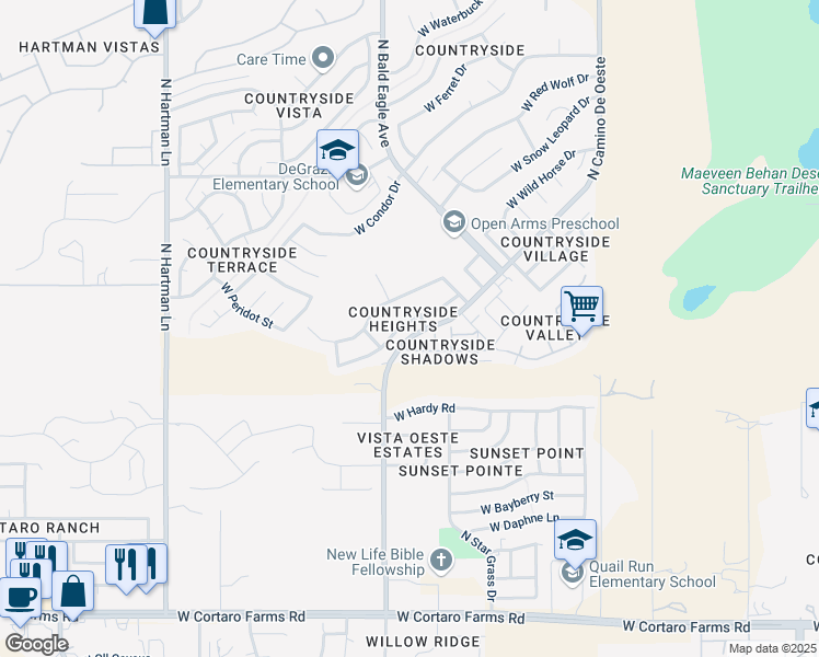 map of restaurants, bars, coffee shops, grocery stores, and more near 4948 West Doria Drive in Tucson