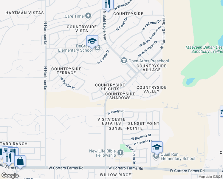 map of restaurants, bars, coffee shops, grocery stores, and more near 4948 West Doria Drive in Tucson