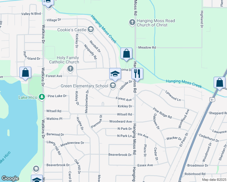 map of restaurants, bars, coffee shops, grocery stores, and more near 610 Forest Avenue in Jackson