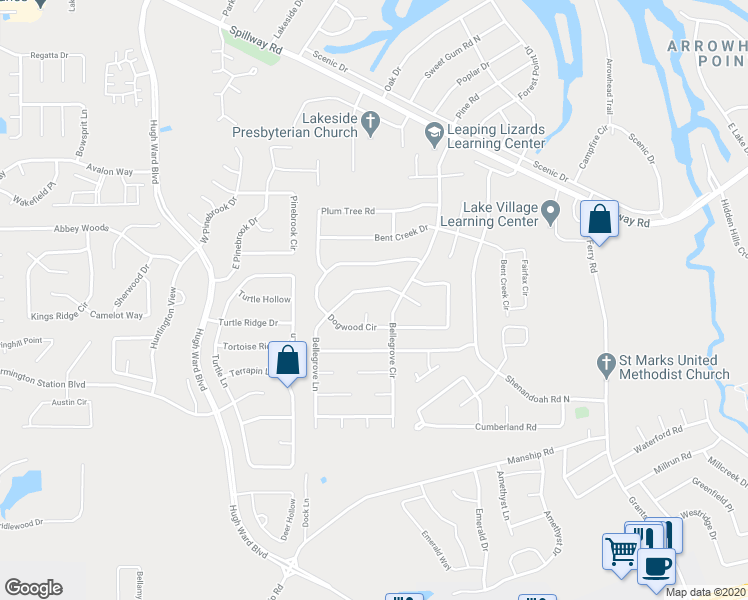 map of restaurants, bars, coffee shops, grocery stores, and more near 196 Bellegrove Circle in Brandon