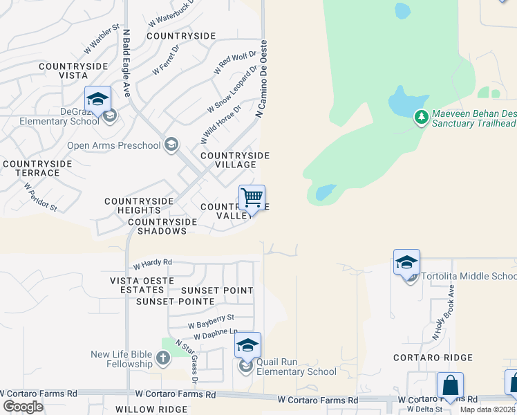 map of restaurants, bars, coffee shops, grocery stores, and more near 4641 West Lessing Lane in Tucson