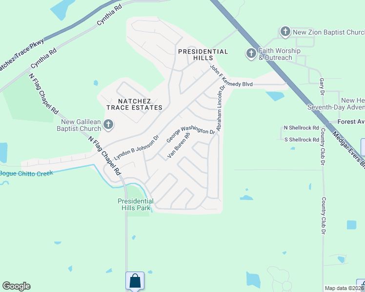 map of restaurants, bars, coffee shops, grocery stores, and more near 6542 Van Buren Road in Jackson