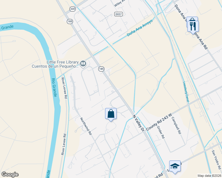 map of restaurants, bars, coffee shops, grocery stores, and more near 5125 North Valley Drive in Las Cruces