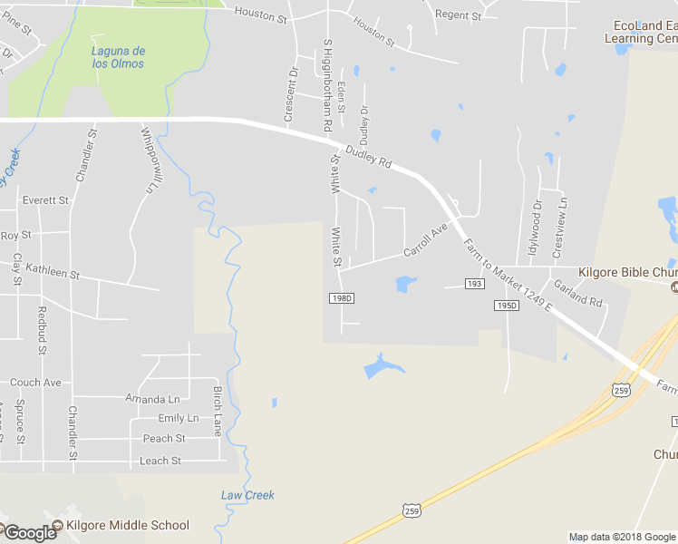 map of restaurants, bars, coffee shops, grocery stores, and more near 2802 Carroll Avenue in Kilgore