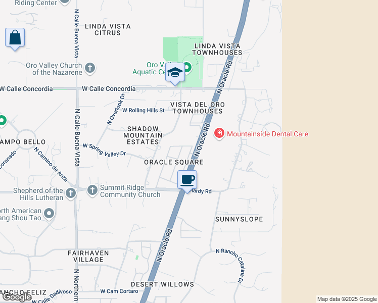 map of restaurants, bars, coffee shops, grocery stores, and more near in Oro Valley