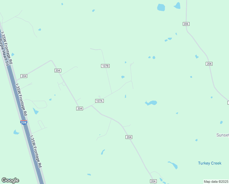 map of restaurants, bars, coffee shops, grocery stores, and more near County Road 107A in Johnson County