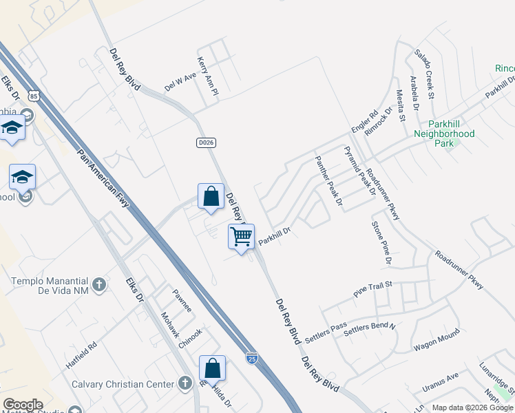 map of restaurants, bars, coffee shops, grocery stores, and more near 4359 Kingston Road in Las Cruces