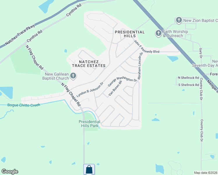 map of restaurants, bars, coffee shops, grocery stores, and more near 6501 Van Buren Road in Jackson