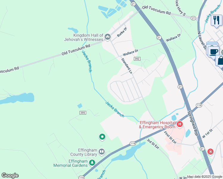 map of restaurants, bars, coffee shops, grocery stores, and more near 216 Quail Run Circle in Springfield