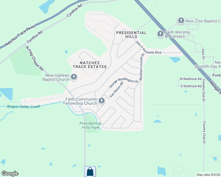 map of restaurants, bars, coffee shops, grocery stores, and more near 6501 Van Buren Road in Jackson