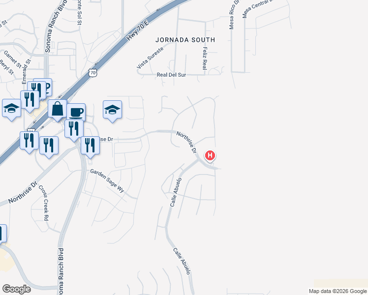 map of restaurants, bars, coffee shops, grocery stores, and more near 4326 Nambe Court in Las Cruces