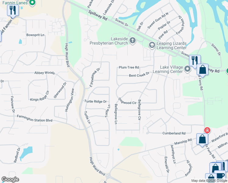 map of restaurants, bars, coffee shops, grocery stores, and more near 169 Dogwood Circle in Brandon