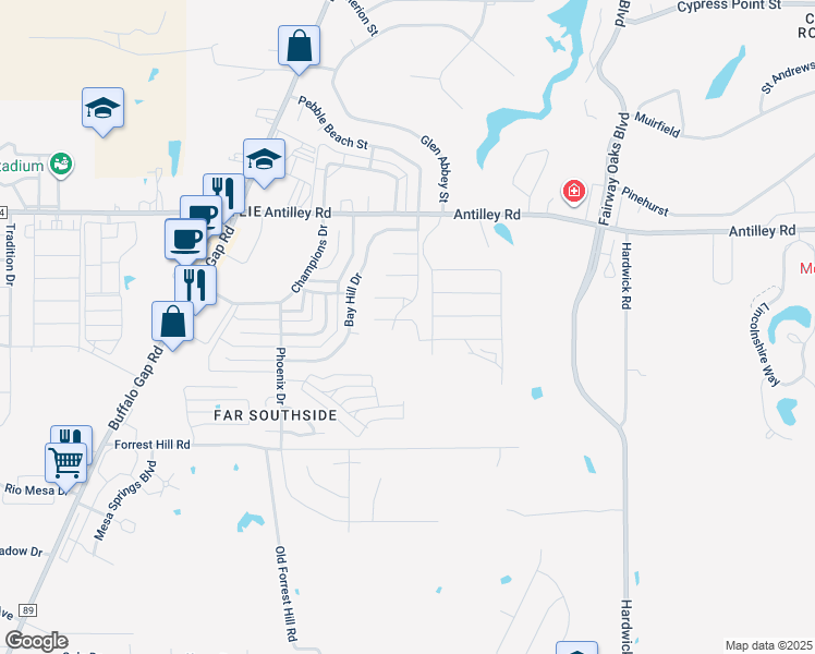 map of restaurants, bars, coffee shops, grocery stores, and more near 3502 La Jolla Beach in Abilene