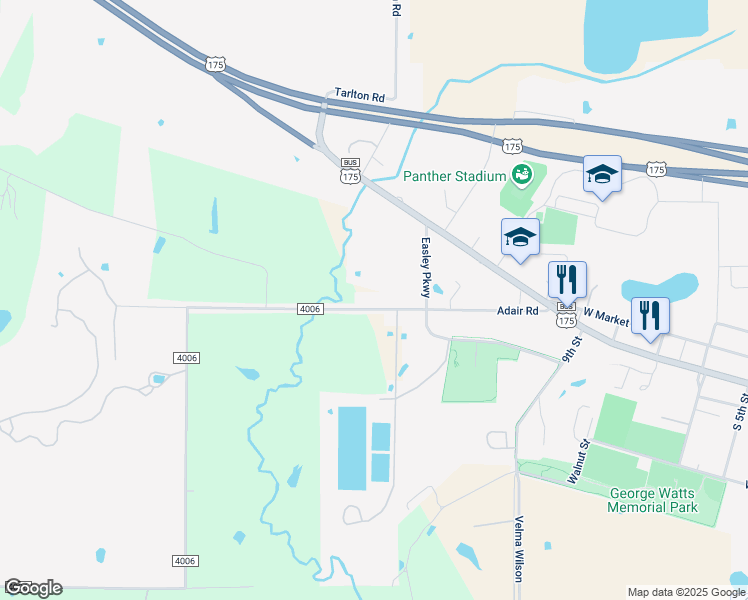map of restaurants, bars, coffee shops, grocery stores, and more near 406 County Road 4006 in Mabank