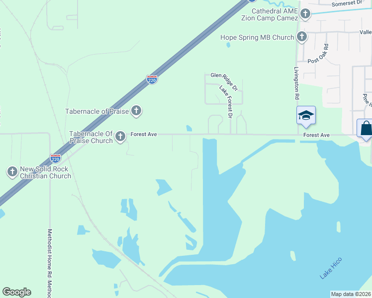 map of restaurants, bars, coffee shops, grocery stores, and more near 1651 Forest Avenue in Jackson