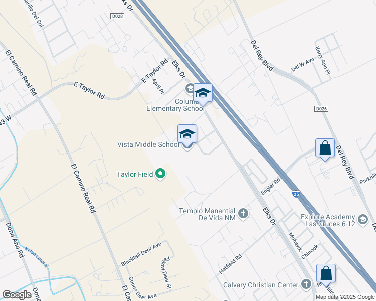 map of restaurants, bars, coffee shops, grocery stores, and more near 4465 Elks Drive in Las Cruces