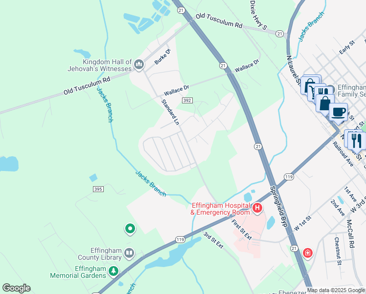 map of restaurants, bars, coffee shops, grocery stores, and more near 100-132 Sparrow Ln in Springfield