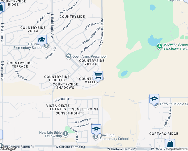 map of restaurants, bars, coffee shops, grocery stores, and more near 8974 North Twain Street in Tucson