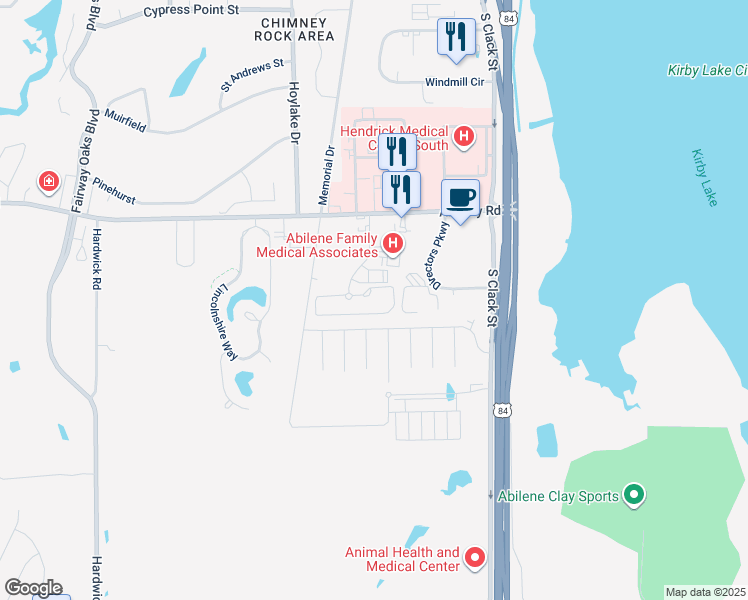 map of restaurants, bars, coffee shops, grocery stores, and more near 6565 Central Park Boulevard in Abilene
